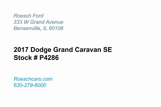 Certified 2017 Dodge Grand Caravan SE with VIN 2C4RDGBG3HR780494 for sale in Bensenville, IL