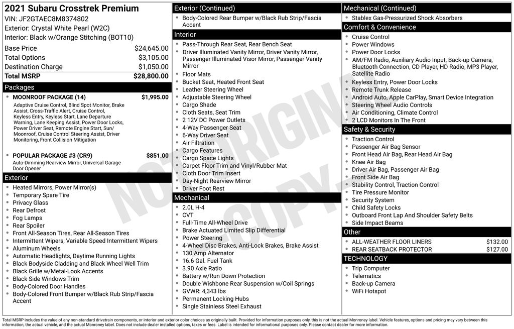 2021 SUBARU CROSSTREK - Image 31