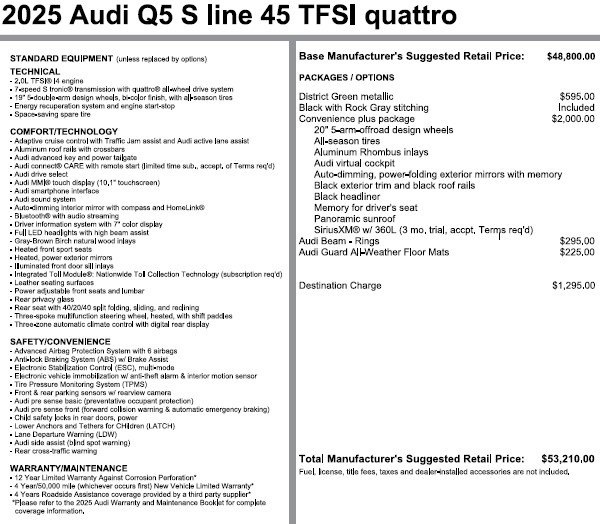 2025 Audi Q5 quattro S line Premium 45 TFSI