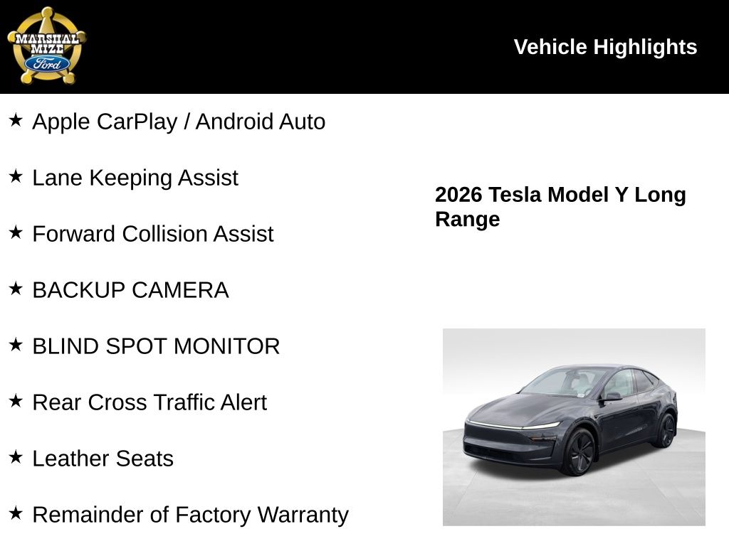 Used 2026 Tesla New Model Y Long Range with VIN 7SAYGDED9TA468137 for sale in Chattanooga, TN
