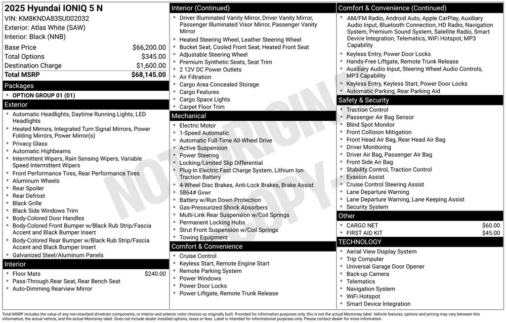 Used 2025 Hyundai IONIQ 5 N with VIN KM8KNDA83SU002032 for sale in Highland Park, IL