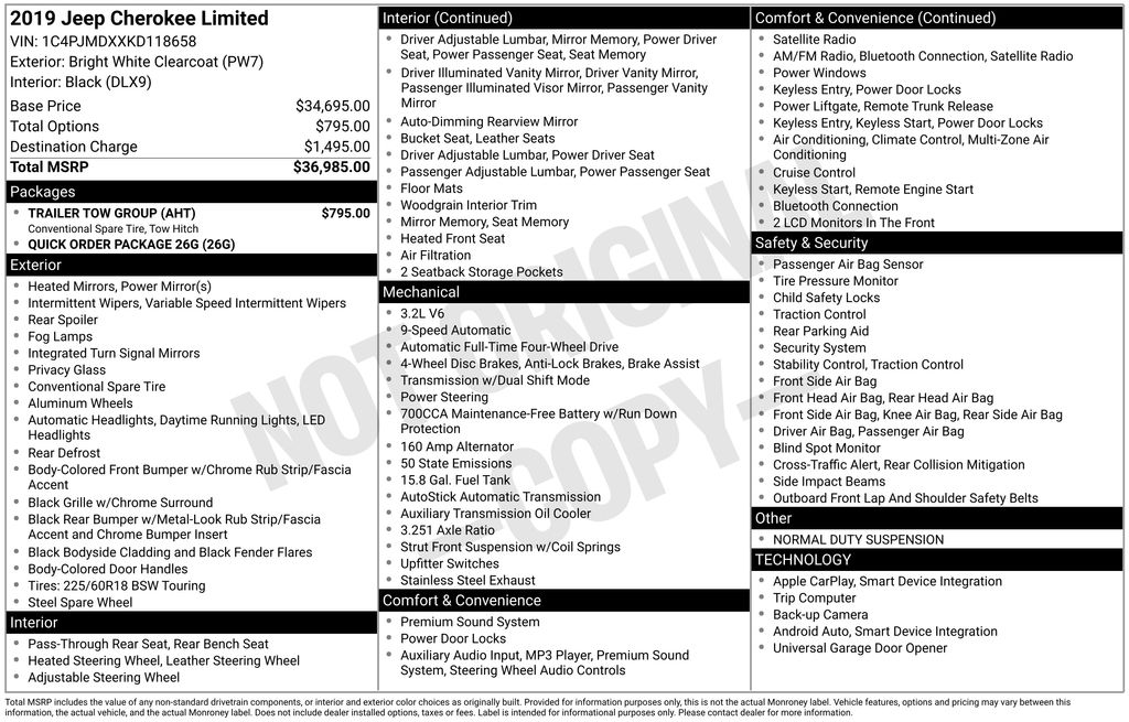 Used 2019 Jeep Cherokee Limited with VIN 1C4PJMDXXKD118658 for sale in Elk River, Minnesota