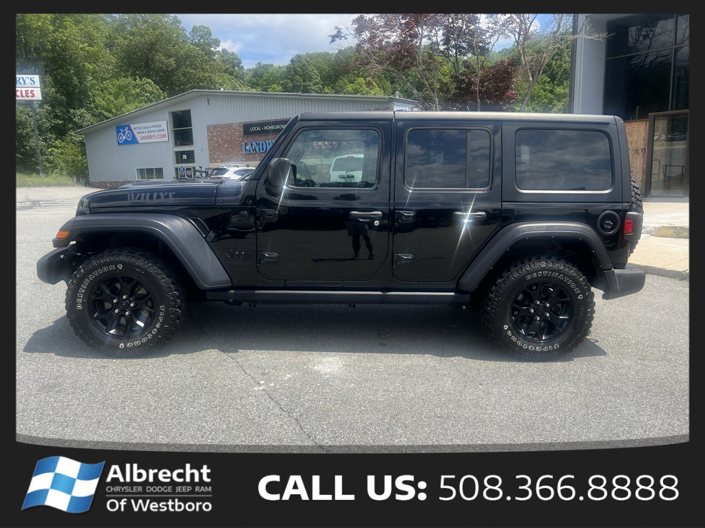 Used 2021 Jeep Wrangler Unlimited Willys with VIN 1C4HJXDG0MW692876 for sale in Westborough, MA