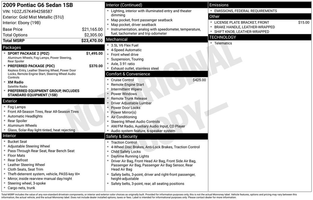 Used 2009 Pontiac G6 G6 with VIN 1G2ZJ57K494258587 for sale in Norwalk, IA