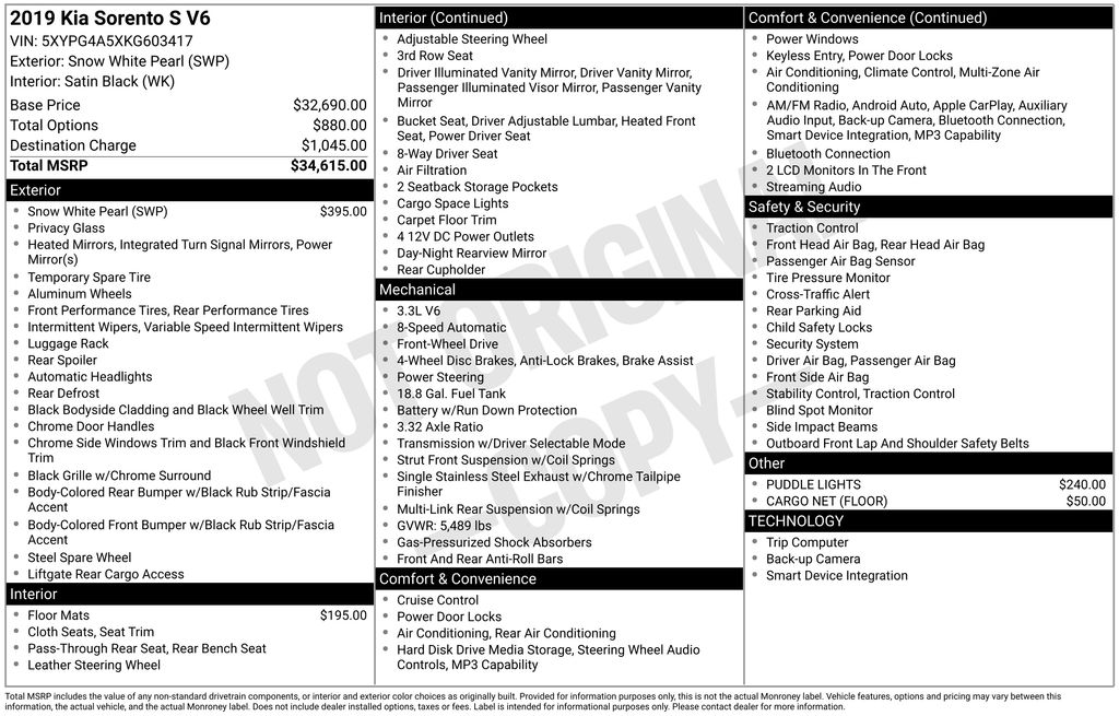 2019 Kia Sorento S's photo