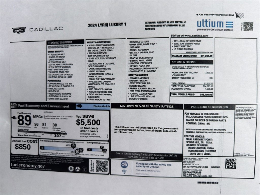 Used 2024 Cadillac LYRIQ Luxury 1 with VIN 1GYKPPRL5RZ121295 for sale in Kansas City