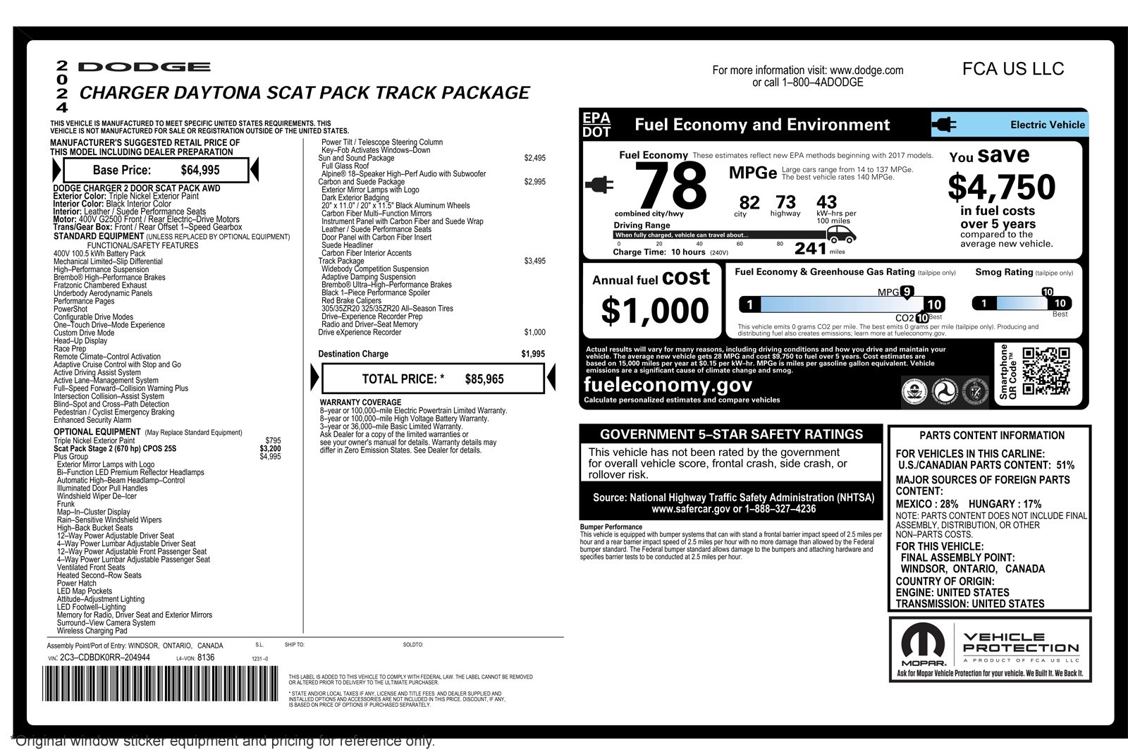 Used 2024 Dodge Charger Daytona Scat Pack with VIN 2C3CDBDK0RR204944 for sale in Costa Mesa, CA