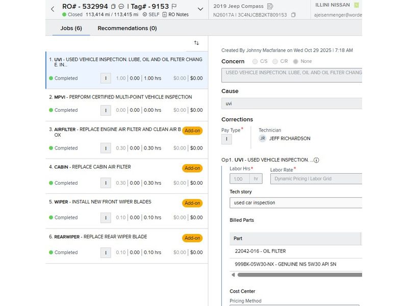 Used 2019 Jeep Compass Latitude with VIN 3C4NJCBB2KT809153 for sale in Champaign, IL