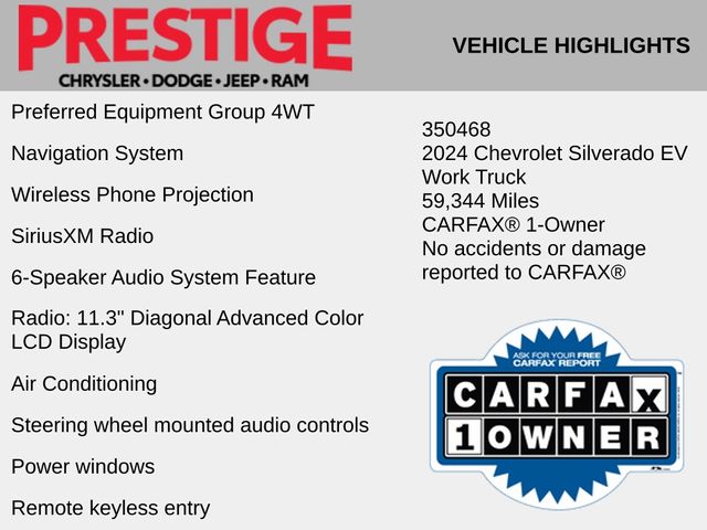 Used 2024 Chevrolet Silverado EV Work Truck with VIN 1GC10VEL9RU204113 for sale in Las Vegas, NV