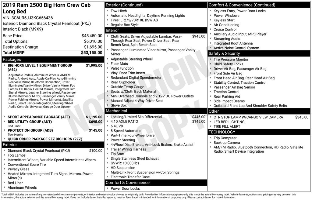 Used 2019 RAM Ram 2500 Pickup Big Horn with VIN 3C6UR5JJ3KG656436 for sale in Elk River, Minnesota