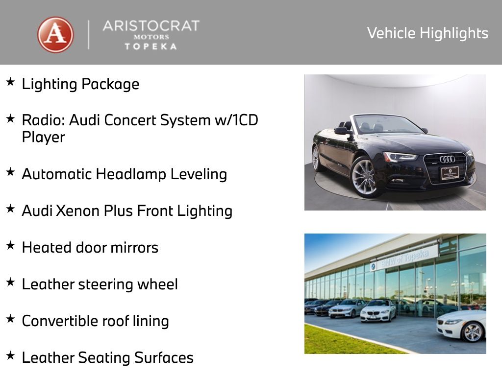 Used 2014 Audi A5 Premium with VIN WAUCFAFHXEN002523 for sale in Kansas City