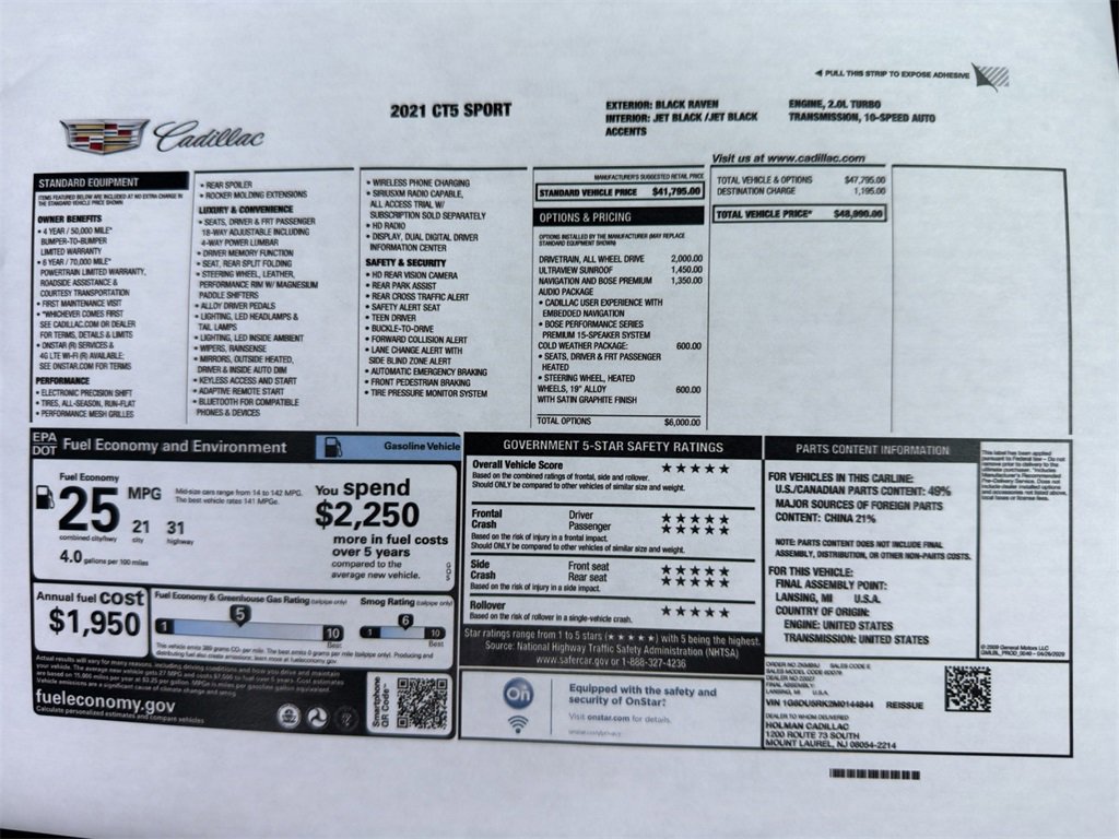 Used 2021 Cadillac CT5 Sport with VIN 1G6DU5RK2M0144844 for sale in Kansas City