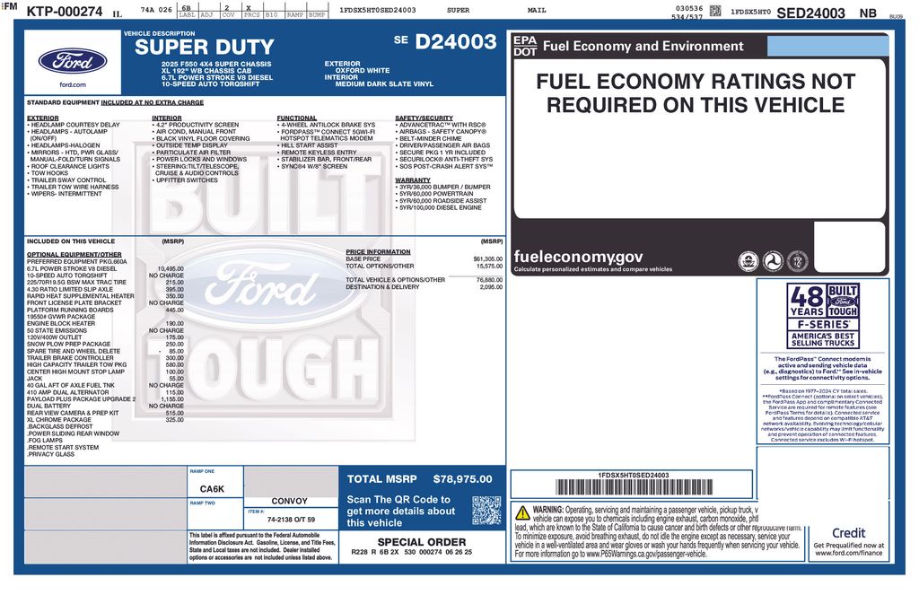 New 2025 Oxford White Ford XL image 1