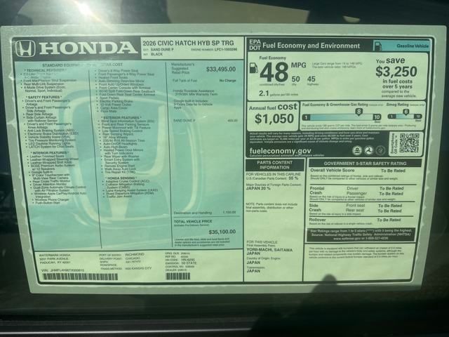 2026 Honda Civic Hatchback Hybrid Sport Touring photo 28