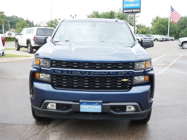 Certified 2021 Chevrolet Silverado 1500 Custom with VIN 3GCPYBEKXMG268522 for sale in Anoka, Minnesota