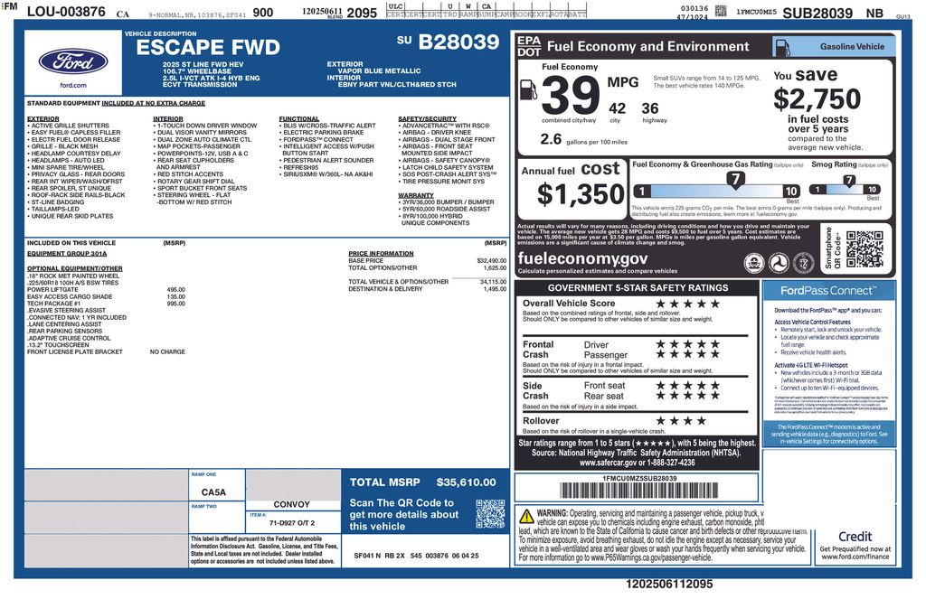 2025 Ford Escape Hybrid ST-Line
