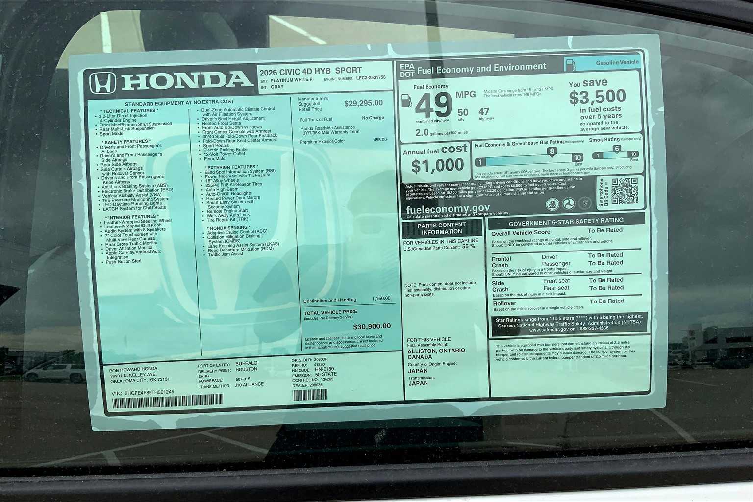 2026 Honda Civic Hybrid Sport photo 7