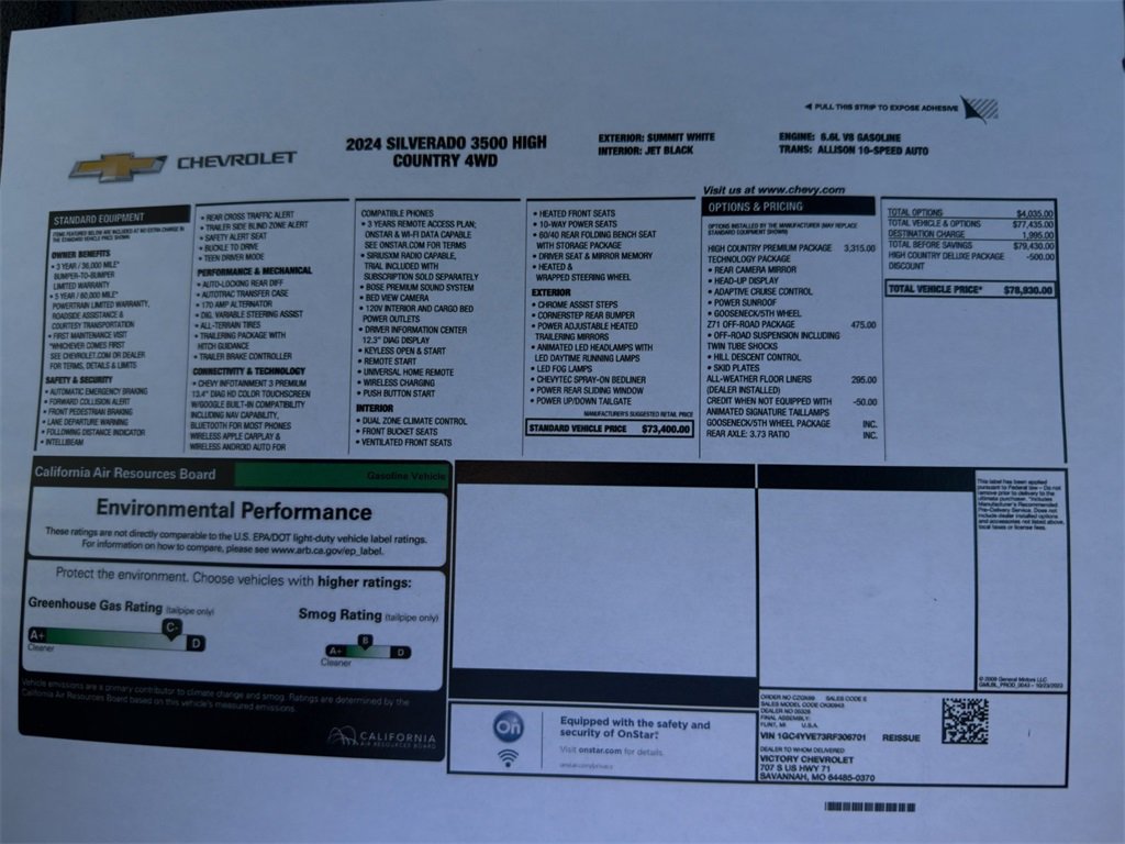 Used 2024 Chevrolet Silverado 3500HD High Country with VIN 1GC4YVE73RF306701 for sale in Kansas City
