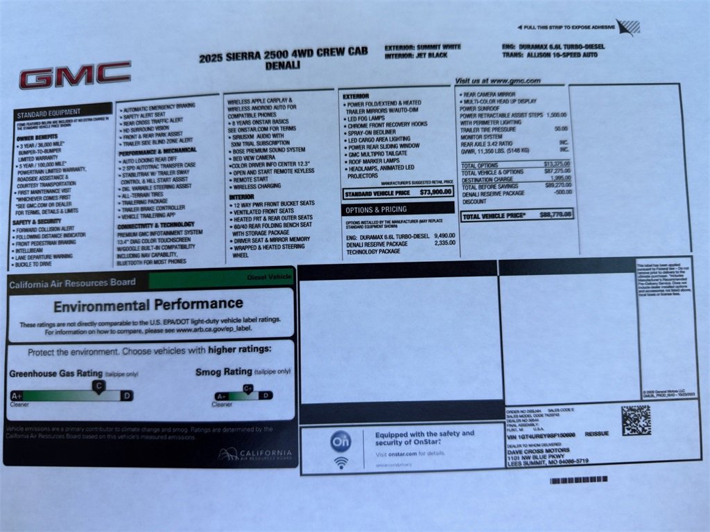 Used 2025 GMC Sierra 2500HD Denali with VIN 1GT4UREY9SF150696 for sale in Kansas City