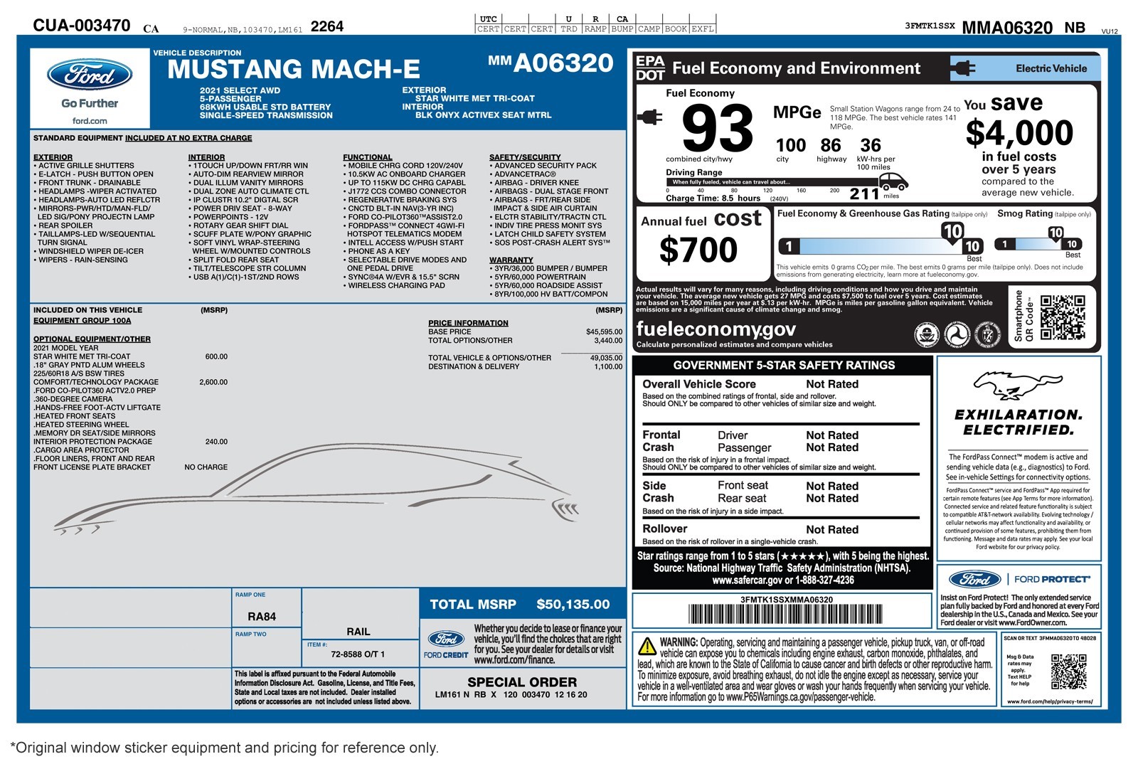 Used 2021 Ford Mustang Mach-E Select AWD with VIN 3FMTK1SSXMMA06320 for sale in Newport Beach, CA