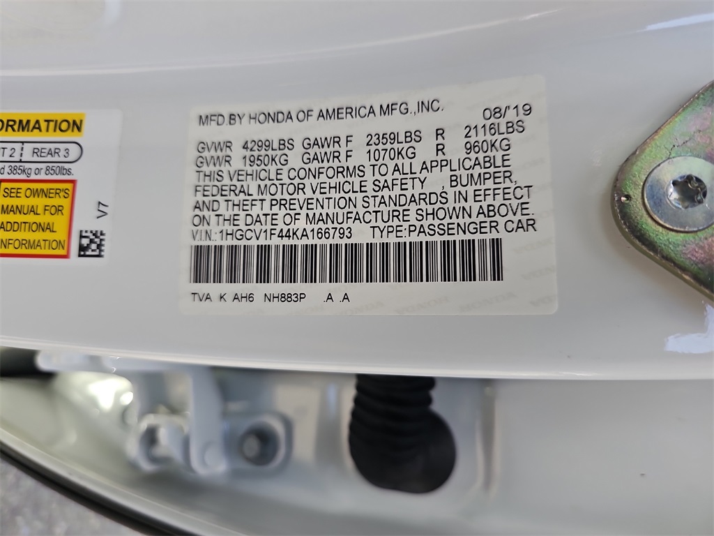 2019 Honda Accord EX photo 30
