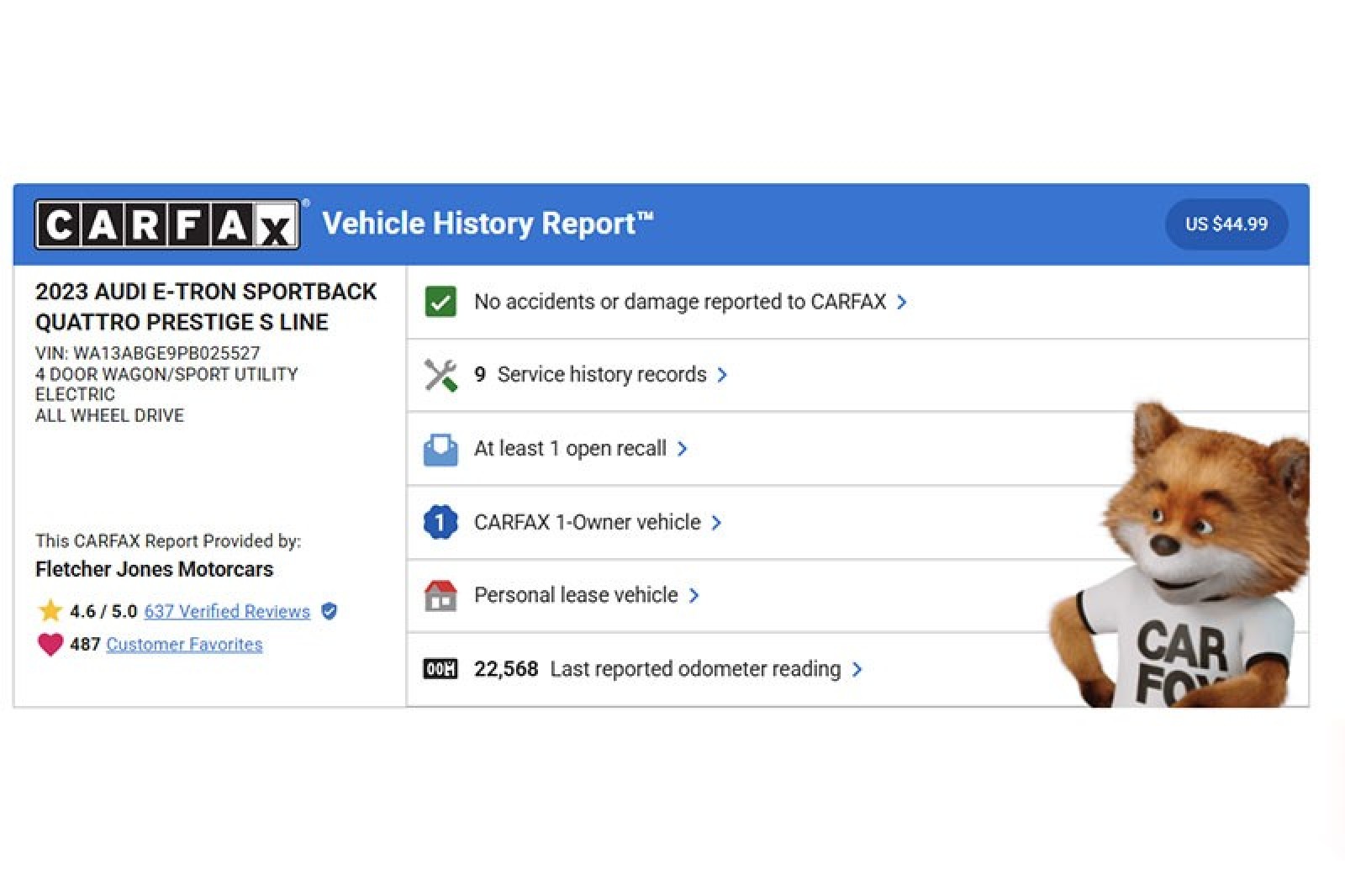 Used 2023 Audi e-tron Sportback Prestige with VIN WA13ABGE9PB025527 for sale in Costa Mesa, CA