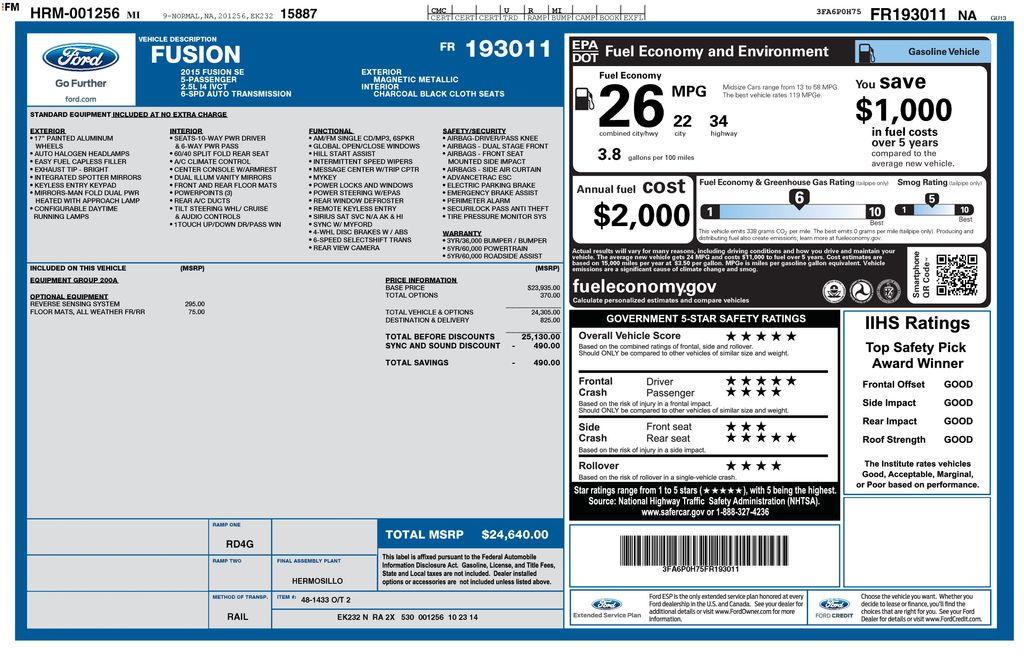 2015 Ford Fusion SE's photo