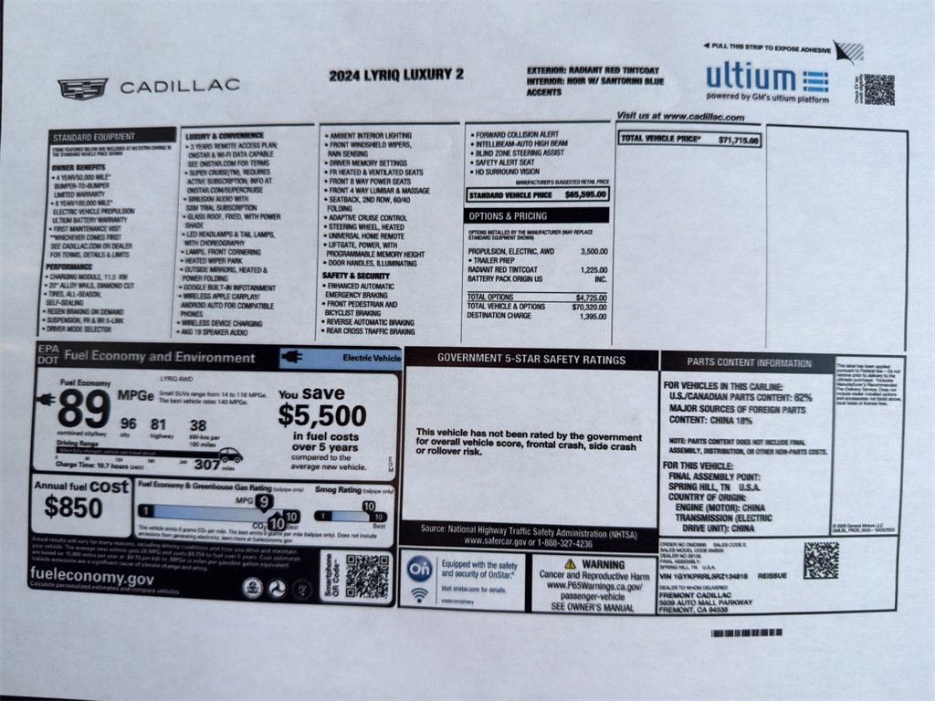 Used 2024 Cadillac LYRIQ Luxury 2 with VIN 1GYKPRRL5RZ134818 for sale in Saint Joseph, MO