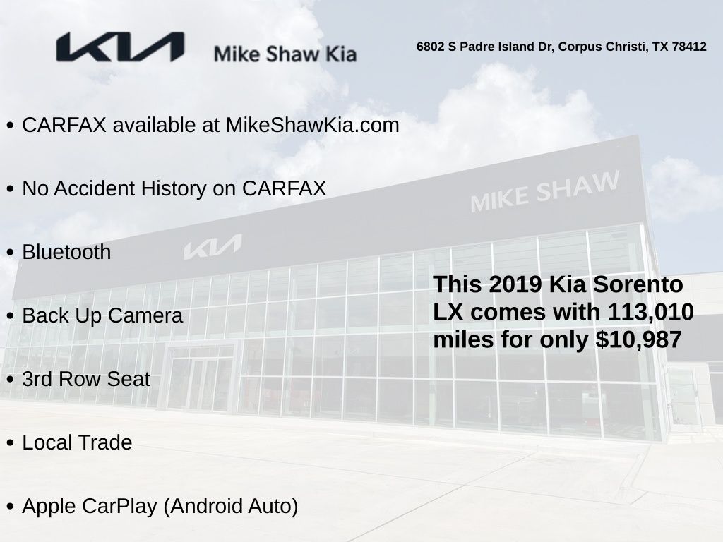 Used 2019 Kia Sorento LX with VIN 5XYPG4A57KG488534 for sale in Corpus Christi, TX