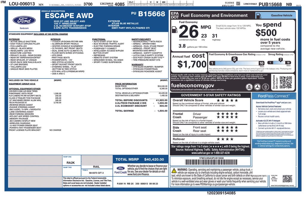 Used 2023 Ford Escape ST-Line Select with VIN 1FMCU9NA9PUB15668 for sale in Elk River, Minnesota