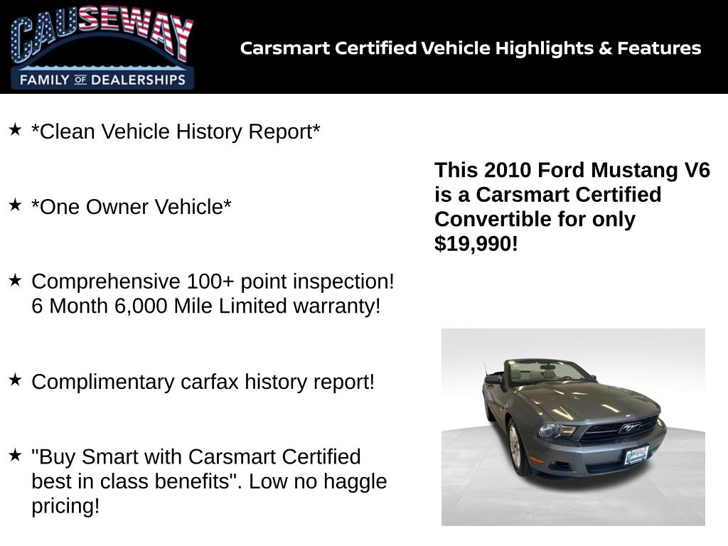Certified 2010 Ford Mustang V6 with VIN 1ZVBP8EN4A5125995 for sale in Stafford Township, NJ