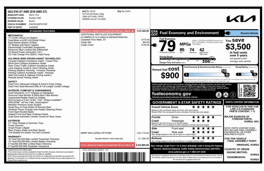 Used 2023 Kia EV6 GT with VIN KNDC5DLE6P5101957 for sale in Phoenix, AZ