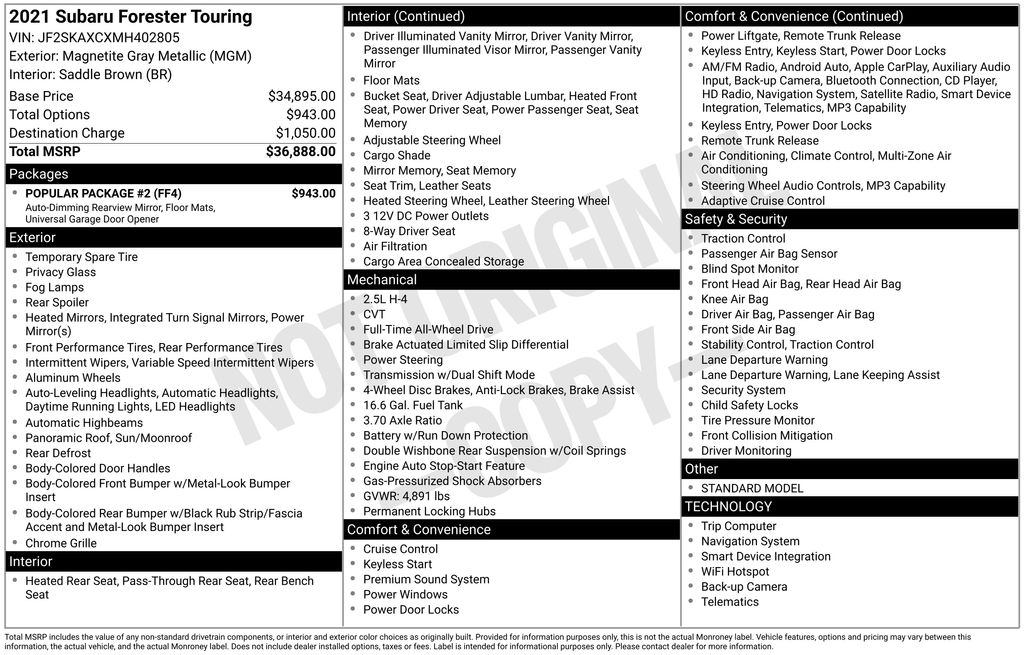 2021 SUBARU FORESTER - Image 33