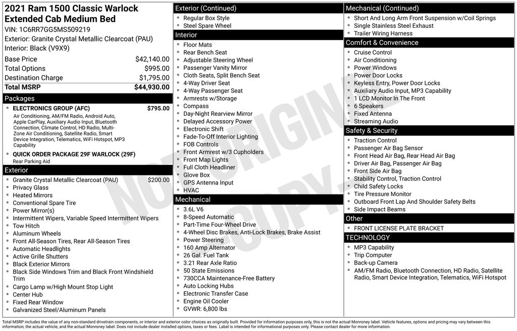 Used 2021 RAM Ram 1500 Classic Warlock with VIN 1C6RR7GG5MS509219 for sale in Elk River, Minnesota