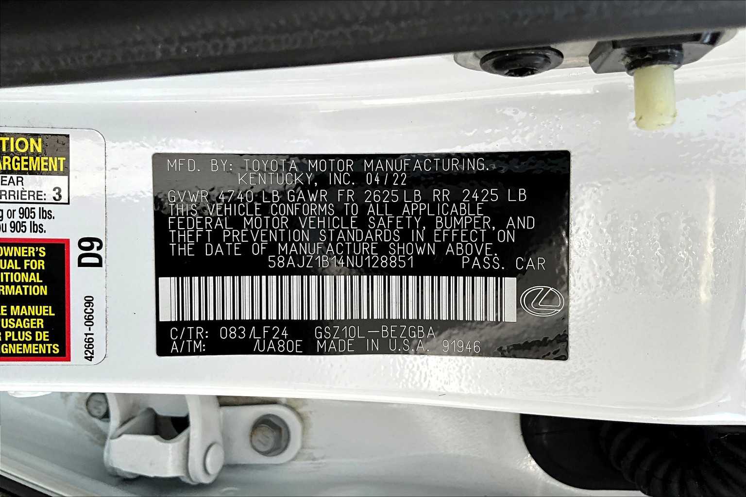 2022 Lexus ES F SPORT Handling photo 33