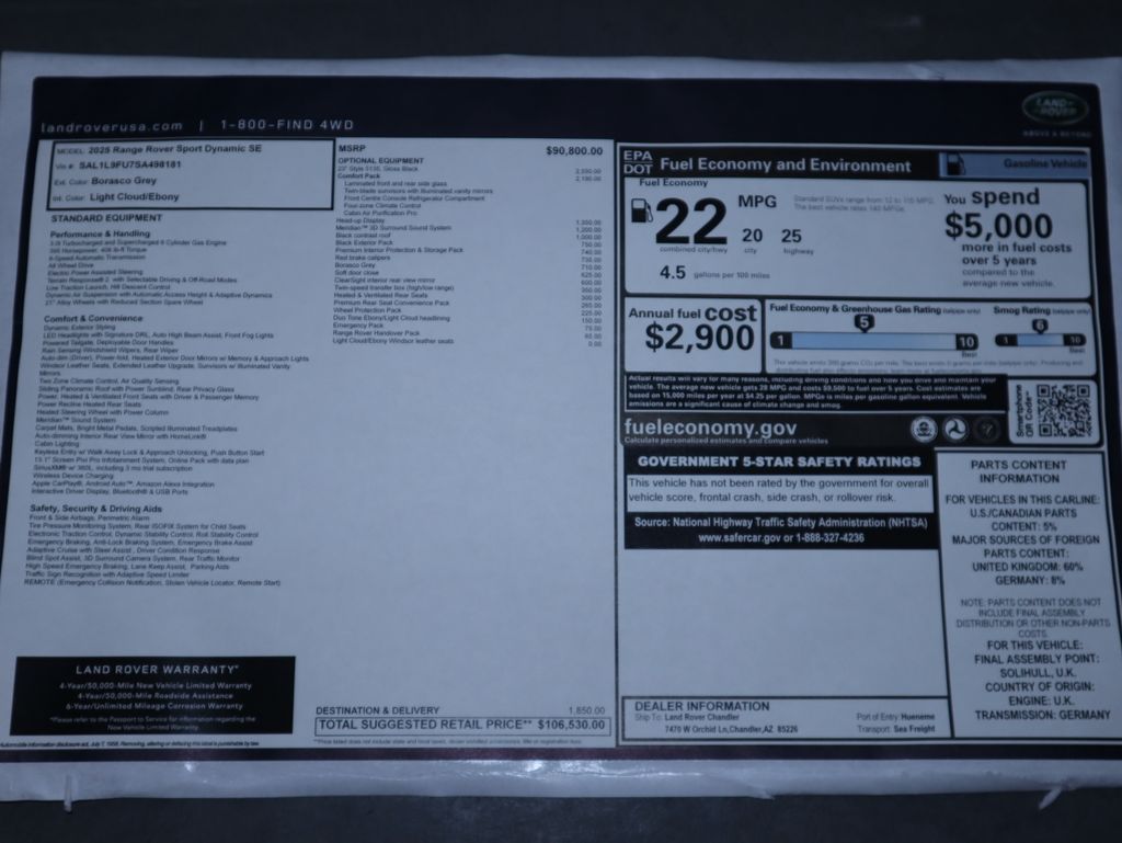 2025 Land Rover Range Rover Sport SE photo 8