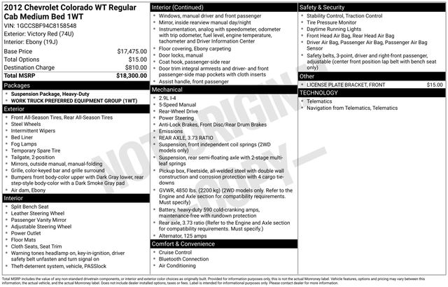 2012 Chevrolet Colorado Work Truck