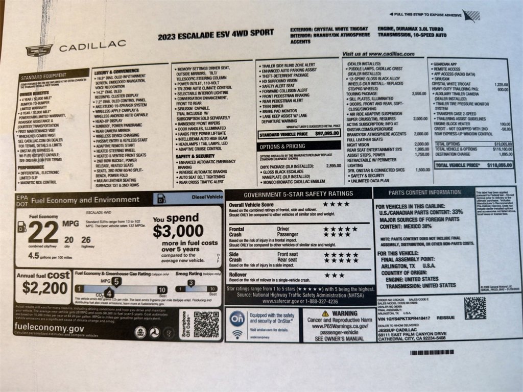 Used 2023 Cadillac Escalade ESV Sport with VIN 1GYS4PKTXPR418417 for sale in Kansas City