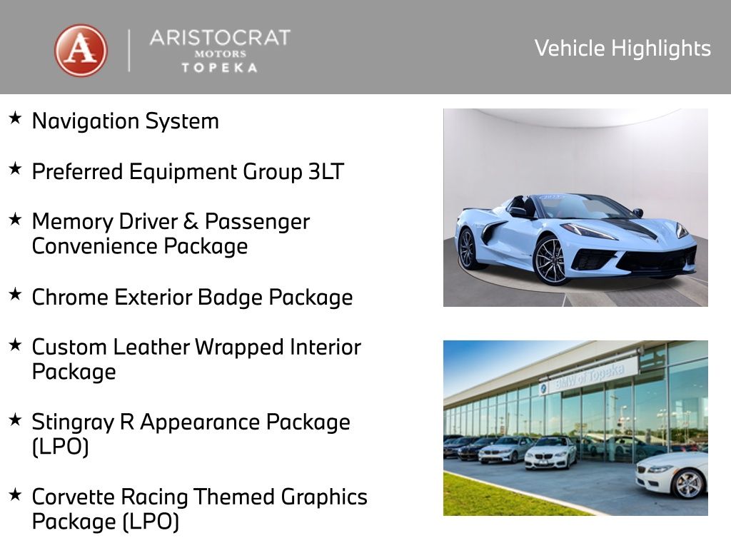 Used 2023 Chevrolet Corvette 3LT with VIN 1G1YC3D41P5120582 for sale in Kansas City