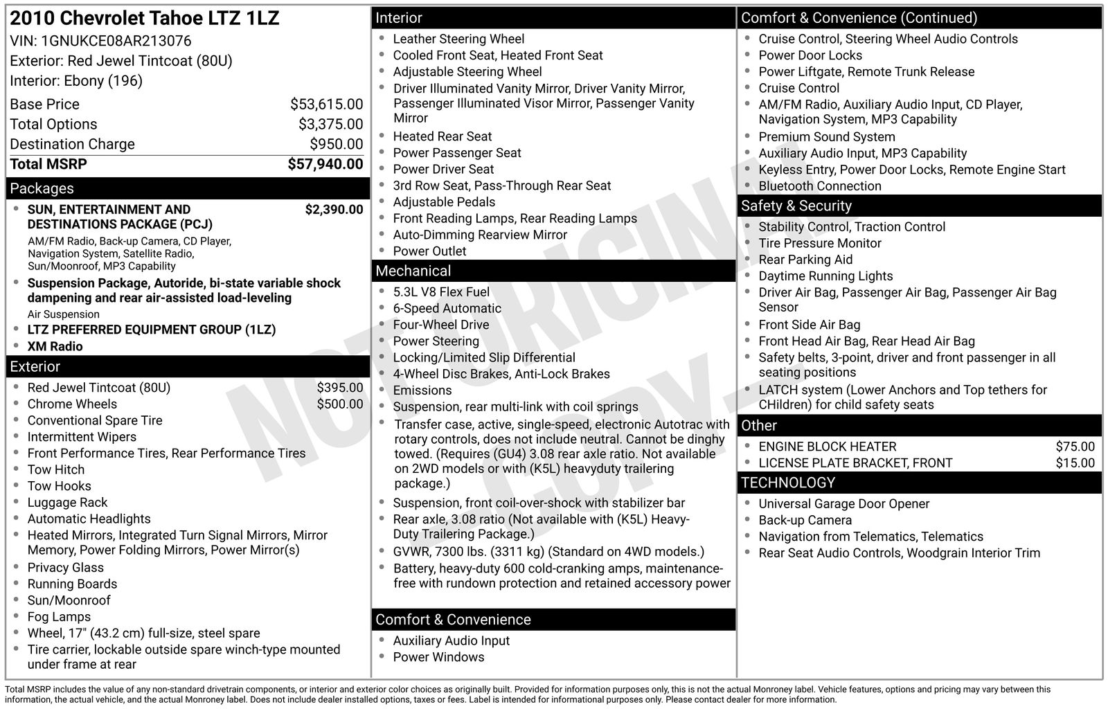 Used 2010 Chevrolet Tahoe LTZ with VIN 1GNUKCE08AR213076 for sale in Brainerd, Minnesota