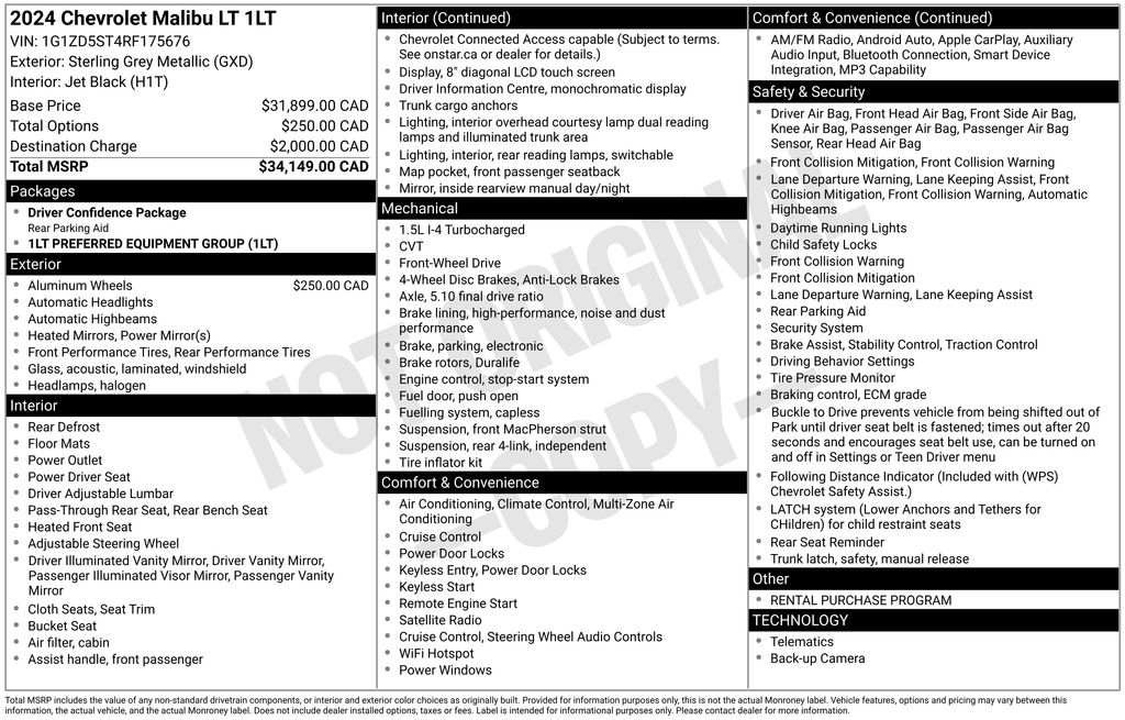 Used 2024 Chevrolet Malibu 1LT with VIN 1G1ZD5ST4RF175676 for sale in Elk River, Minnesota