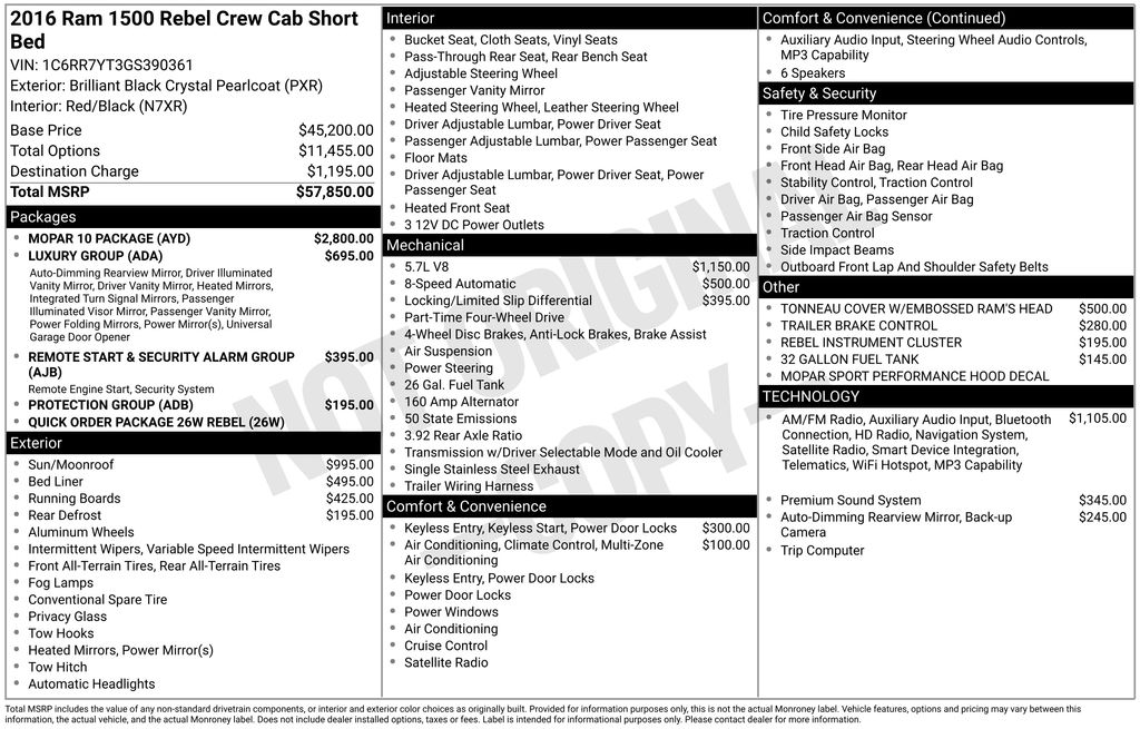 Used 2016 RAM Ram 1500 Pickup Rebel with VIN 1C6RR7YT3GS390361 for sale in Elk River, Minnesota