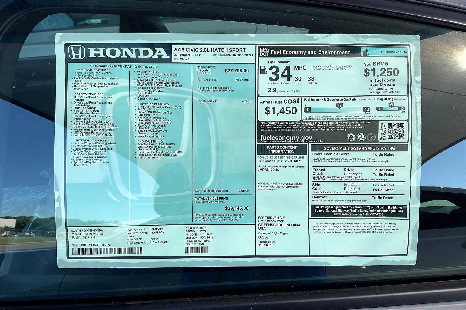 2026 Honda Civic Hatchback Sport photo 19