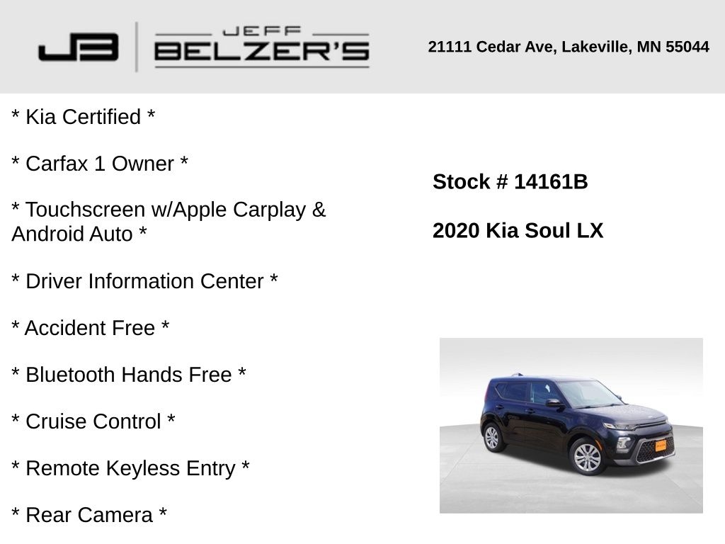 Used 2020 Kia Soul LX with VIN KNDJ23AUXL7009222 for sale in Lakeville, MN