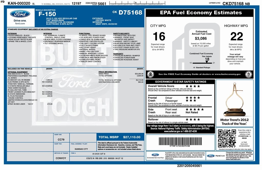 Used 2012 Ford F-150 XL with VIN 1FTNF1CT2CKD75168 for sale in Marion, IL