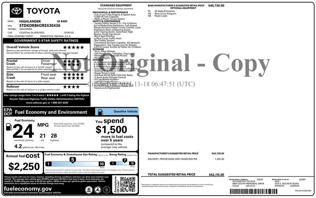 2024 Toyota Highlander LE photo 2