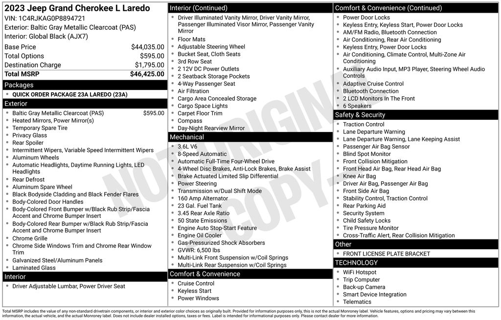 Used 2023 Jeep Grand Cherokee L Laredo with VIN 1C4RJKAG0P8894721 for sale in Elk River, Minnesota