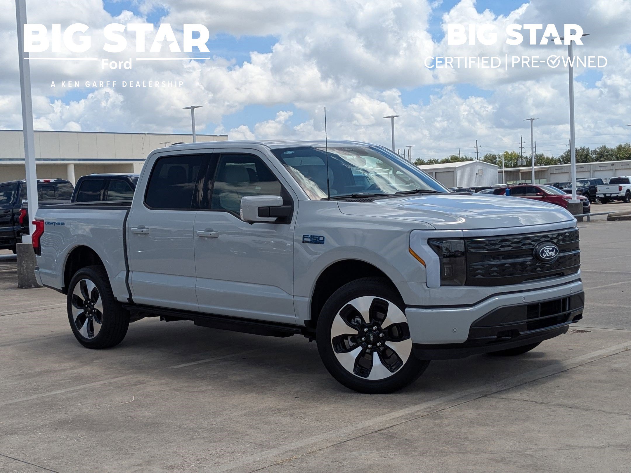 Certified 2024 Ford F-150 Lightning Platinum with VIN 1FT6W7L75RWG18046 for sale in Manvel, TX