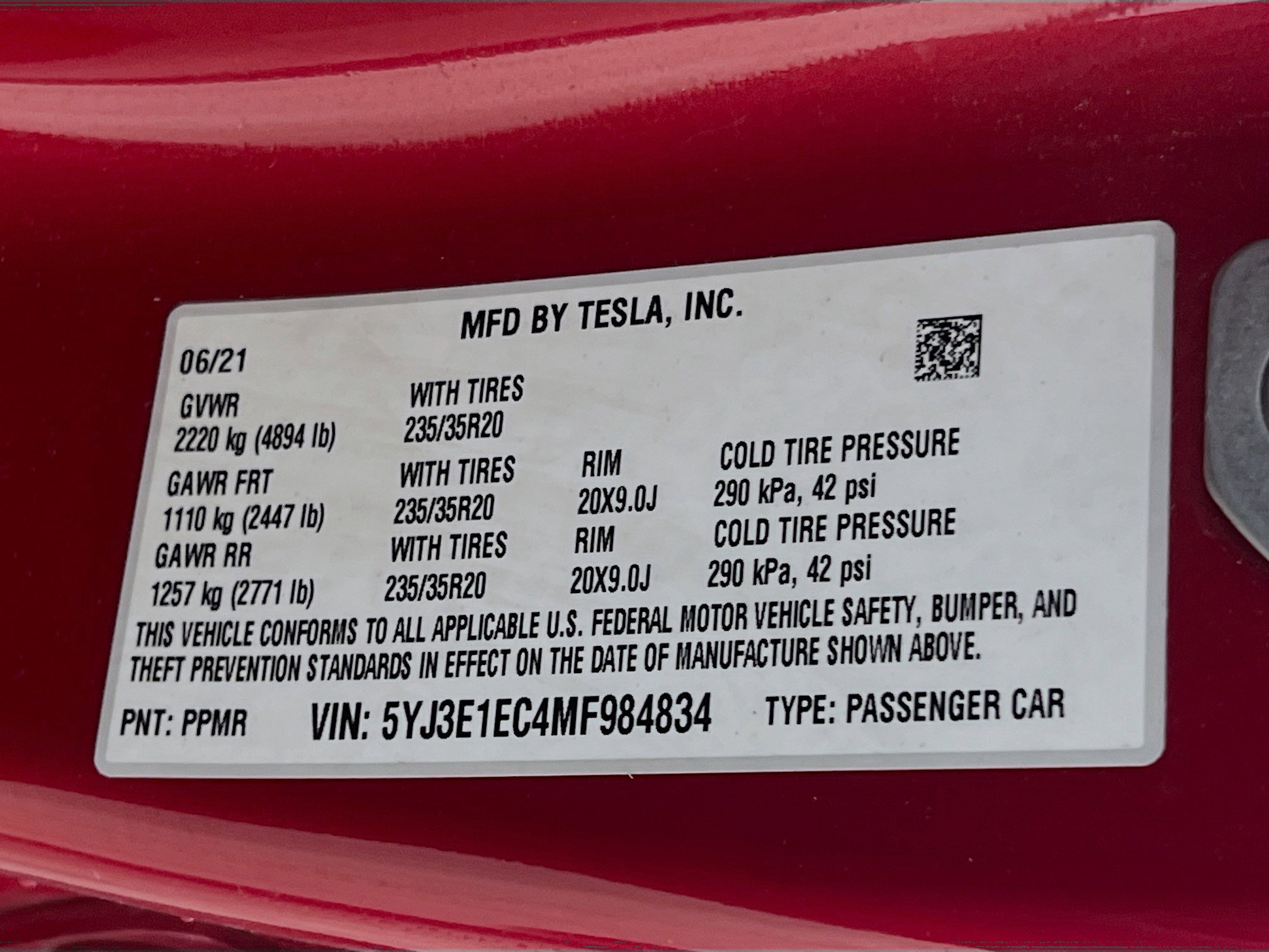 2021 Tesla Model 3 Performance All-Wheel Drive photo 26