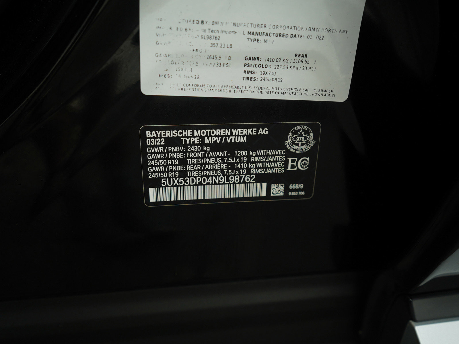Used 2022 BMW X3 30i with VIN 5UX53DP04N9L98762 for sale in Wayzata, Minnesota